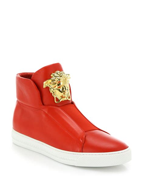 versus versace red sneakers|versace zipped high top sneakers.